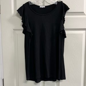 Anthropologie Pleione Black Long Sleeve Cold Shoulder Top - Size Medium - VGUC